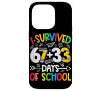Custodia per iPhone 14 Pro I Survived 67 + 33 Days School Kids Funny Math 100th Day
