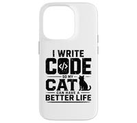 Custodia per iPhone 14 Pro I write code so my cat can have a better life funny geek