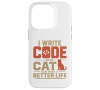 Custodia per iPhone 14 Pro I write code so my cat can have a better life funny geek