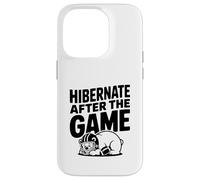 Custodia per iPhone 14 Pro Ibernare dopo il gioco divertente orso amante del calcio