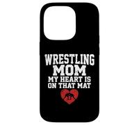 Custodia per iPhone 14 Pro Il mio cuore è su quel tappeto Wrestling Mom Graphic