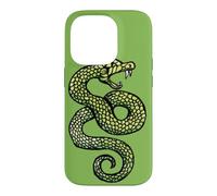 Custodia per iPhone 14 Pro Illustrazione del serpente che colpisce il tatuaggio del serpente che sibila verde