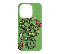 Custodia per iPhone 14 Pro Illustrazione del serpente che colpisce il tatuaggio del serpente che sibila verde