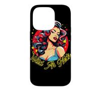 Custodia per iPhone 14 Pro Illustrazione delle stelle della donna pinup retrò selvaggio come diavolo