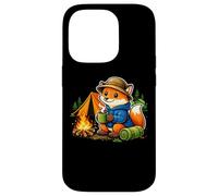 Custodia per iPhone 14 Pro Illustrazione di campeggio Fox Campfire