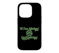 Custodia per iPhone 14 Pro Illustrazione verde If I'm sitting I'm Knitting Yarn Ball