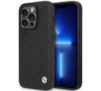 Custodia per iPhone 14 Pro in pelle trapuntata BMW, nera