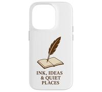 Custodia per iPhone 14 Pro Inchiostro, idee e luoghi tranquilli - Libro penna d'oca