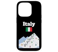 Custodia per iPhone 14 Pro Italia, sci, viaggio, souvenir, sci, amante dello sci, bandiera italiana