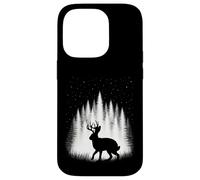 Custodia per iPhone 14 Pro Jackalope camminando attraverso la foresta bianca sotto le stelle della sera