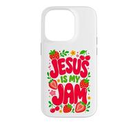 Custodia per iPhone 14 Pro Jesus is My Jam Cute Christian Strawberry Faith