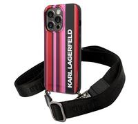 Custodia per iPhone 14 Pro Karl Lagerfeld Hard Stripes Rosa Colorato