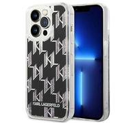 KARL LAGERFELD Monogramma con brillantini liquidi COVER per Apple iPhone 14 Pro merita qualcosa, Nero