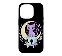 Custodia per iPhone 14 Pro Kawaii Goth Cat Skull Anime Manga Horror Raccapricciante Pastel Goth
