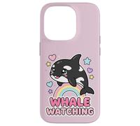 Custodia per iPhone 14 Pro Kawaii Orca Rainbow Whale Guardando Chibi Whale Girls