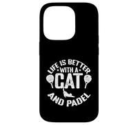 Custodia per iPhone 14 Pro La vita è migliore con un gatto e un padel