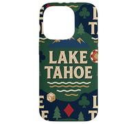 Custodia per iPhone 14 Pro Lake Tahoe Scenic Gaming Design con montagne, alberi di pino