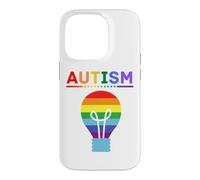 Custodia per iPhone 14 Pro Lampadina arcobaleno per la consapevolezza dell'autismo, supporto autistico, mamma e papà