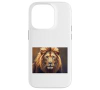 Custodia per iPhone 14 Pro leone maschio ritratto strengthl animale alfa predatore