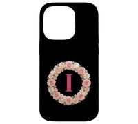 Custodia per iPhone 14 Pro Letter H Floral Monogram Initial Name Pink White Flower