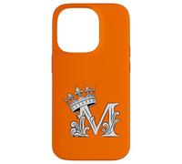 Custodia per iPhone 14 Pro Lettera M iniziale + corona arancione