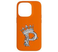 Custodia per iPhone 14 Pro Lettera P iniziale + corona arancione