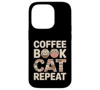 Custodia per iPhone 14 Pro Libro del caffè Cat Repeat Cute Cozy Cat Lover