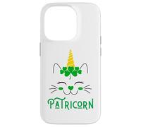 Custodia per iPhone 14 Pro Lil Miss Irish Caticorn - Gatto unicorno verde per San Patrizio
