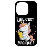 Custodia per iPhone 14 Pro Lire C Est Magique Licorne Lecture Enfants Francais