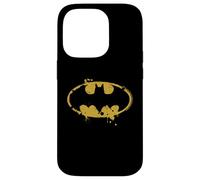 Custodia per iPhone 14 Pro Logo Batman Splash Emblema Graffiti Giallo su Nero