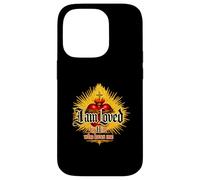 Custodia per iPhone 14 Pro Loved by Him Religious Christian citazione cuore Gesù Amore