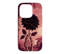 Custodia per iPhone 14 Pro Mano scheletro che tiene una dalia nera