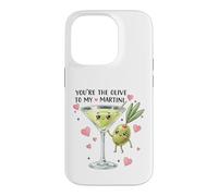 Custodia per iPhone 14 Pro Martini Olive, simpatico gioco di parole d'amore, design a forma di coppia