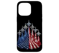 Custodia per iPhone 14 Pro Max 4th of July Fighter Jet US Flag American Military Planes
