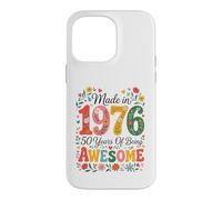 Custodia per iPhone 14 Pro Max 50 Year Old Made in 1976 Retro Floral 50th Birthday Women