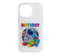 Custodia per iPhone 14 Pro Max 7th Birthday Astronauta Space Building Blocks Mattoni Ragazzi Kid