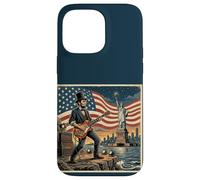 Custodia per iPhone 14 Pro Max Abraham Lincoln Playing Electric Guitar 4th of July Retro