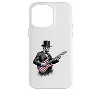 Custodia per iPhone 14 Pro Max Abraham Lincoln Playing Guitar Patriotic Funny July 4th