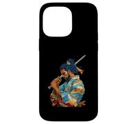 Custodia per iPhone 14 Pro Max Afro Americano Samurai Anime Cartoon Giapponese Bushido Guerriero