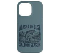 Custodia per iPhone 14 Pro Max Alaska or Bust Salmon Season Fishing Angler Adventure