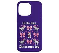 Custodia per iPhone 14 Pro Max Anche alle ragazze piacciono i dinosauri Pink Bow T-Rex Dino Lover Coquette