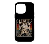 Custodia per iPhone 14 Pro Max Angelo croce cristiana con luce attraverso tempesta