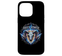 Custodia per iPhone 14 Pro Max Ariete Power Zodiac Ram Skull Blue Fire Heavy Metal Biker