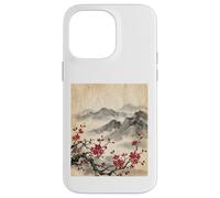 Custodia per iPhone 14 Pro Max Arte Giapponese Red Cherry Blossom Montagne
