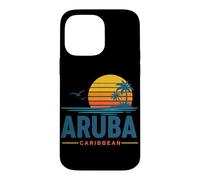 Custodia per iPhone 14 Pro Max Aruba Caraibi Retro Tramonto Vacanza