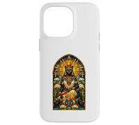 Custodia per iPhone 14 Pro Max Bastet Cat Dea Antico Egitto in vetro colorato