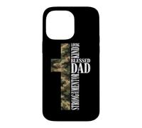 Custodia per iPhone 14 Pro Max Beato Papà Forte Fede Camo Croce Paternità Cristiana