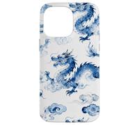 Custodia per iPhone 14 Pro Max Blu Cinese Drago Cinese Acquarello Arte - Asiatico Fortunato