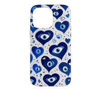 Custodia per iPhone 14 Pro Max Blu scuro scuro Evil Eye Greco Eye Cute Heart Eye Pattern