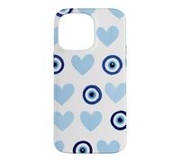 Custodia per iPhone 14 Pro Max Blu scuro scuro Evil Eye Greco Eye Cute Heart Eye Pattern